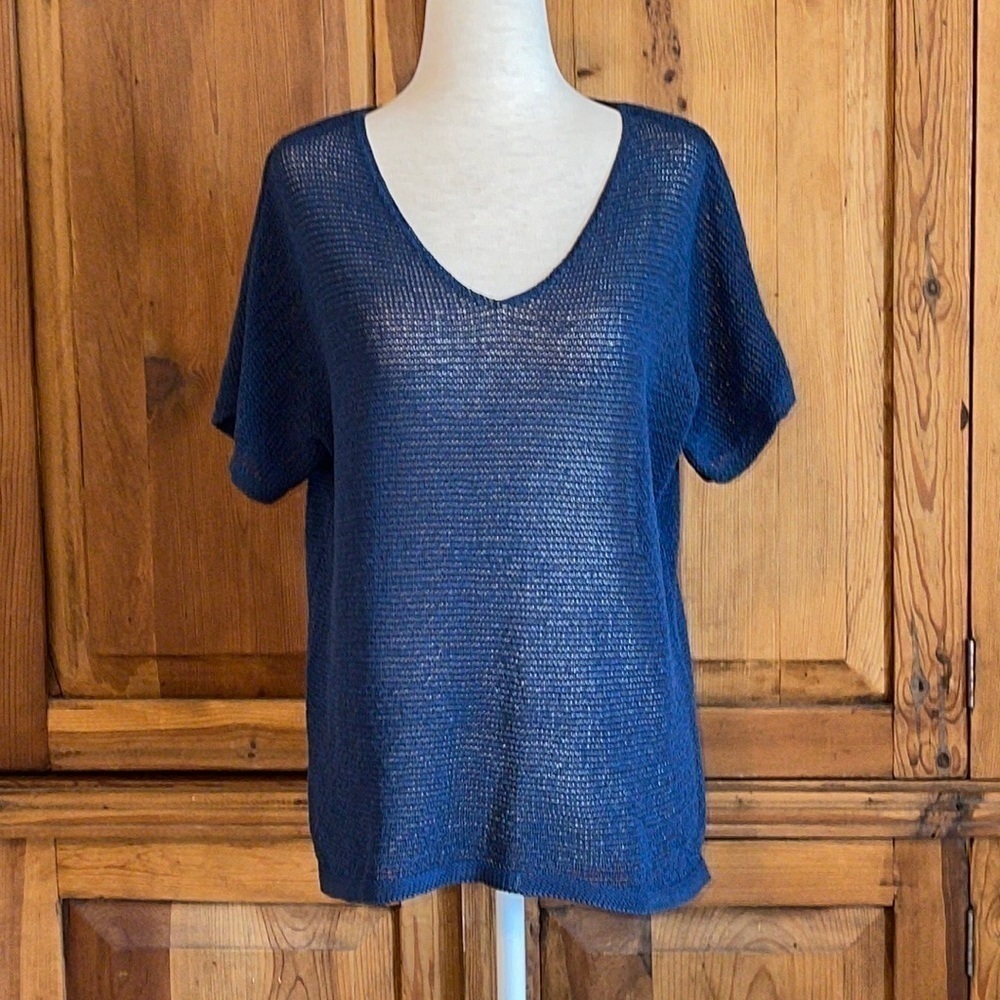 J. Jill Blue Short Sleeve Cotton blend Sweater Sz. XS